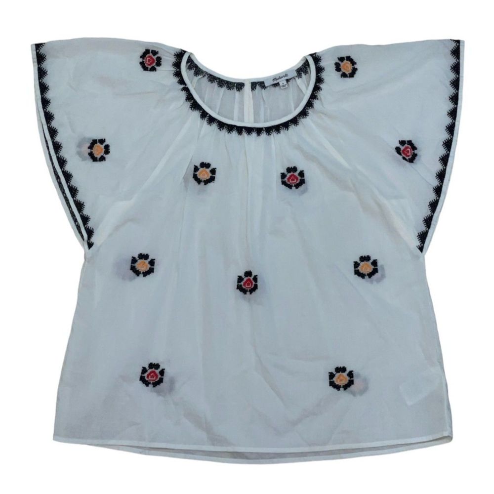 Madewell Embroidered Flutter Sleeve Top
